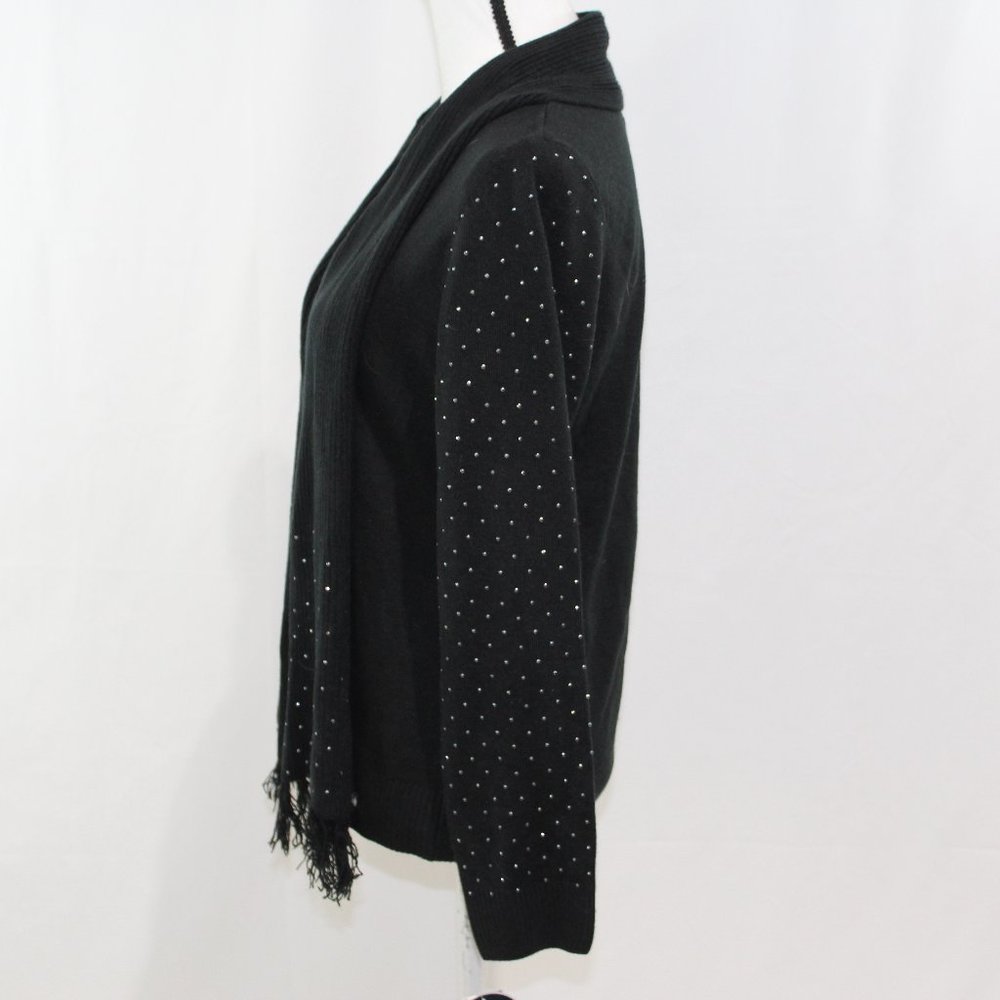 Karen Scott Black Sequined Sweater with‎ Scarf NWT - Picture 5 of 8